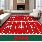 Red Green Stadium Field Lines Rug