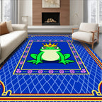 Royal Green Frog Crown Blue Geometric Rug