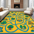 Whimsical Yellow Landscape Castle Garden Rug