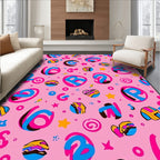 Playful Pink Bold Cartoon Letters Rug