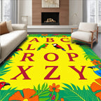Tropical Exotic Birds Alphabet Border Rug