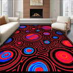 Cosmic Red Blue Planet Circles Rug
