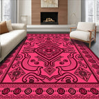 Vibrant Magenta Paisley Mandala Rug