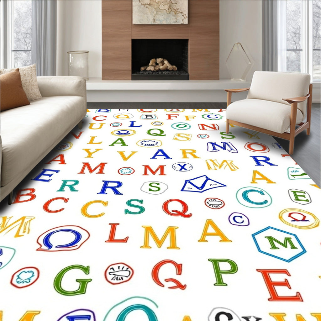 Alphabet Splash of Color Lettering Rug