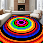 Vibrant Concentric Circles Rainbow Rug