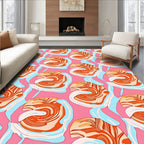 Vibrant Orange Swirl Abstract Pink Rug