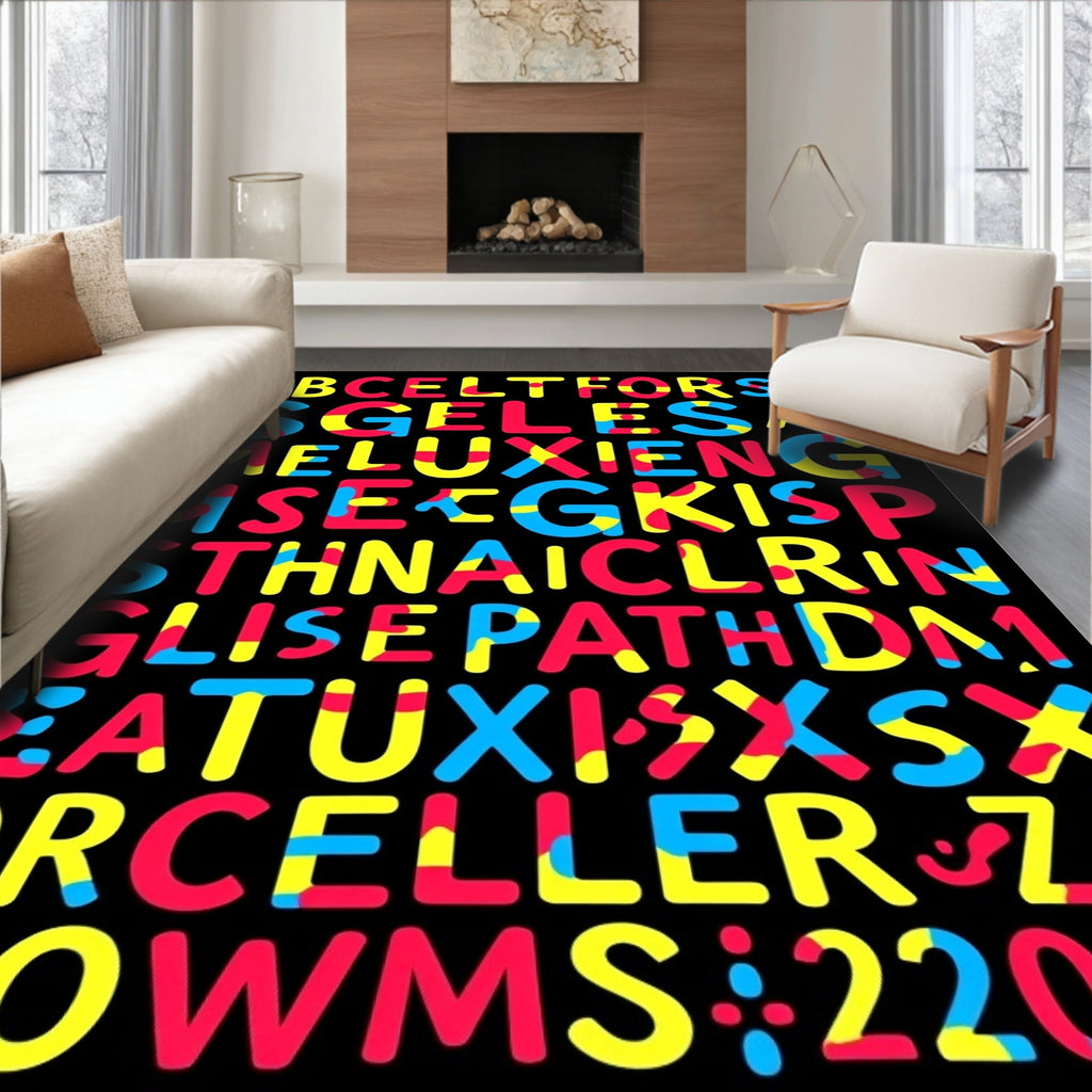 Bold Alphabet Splash Rug