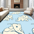 Light Blue Playful Elephant Companions Rug
