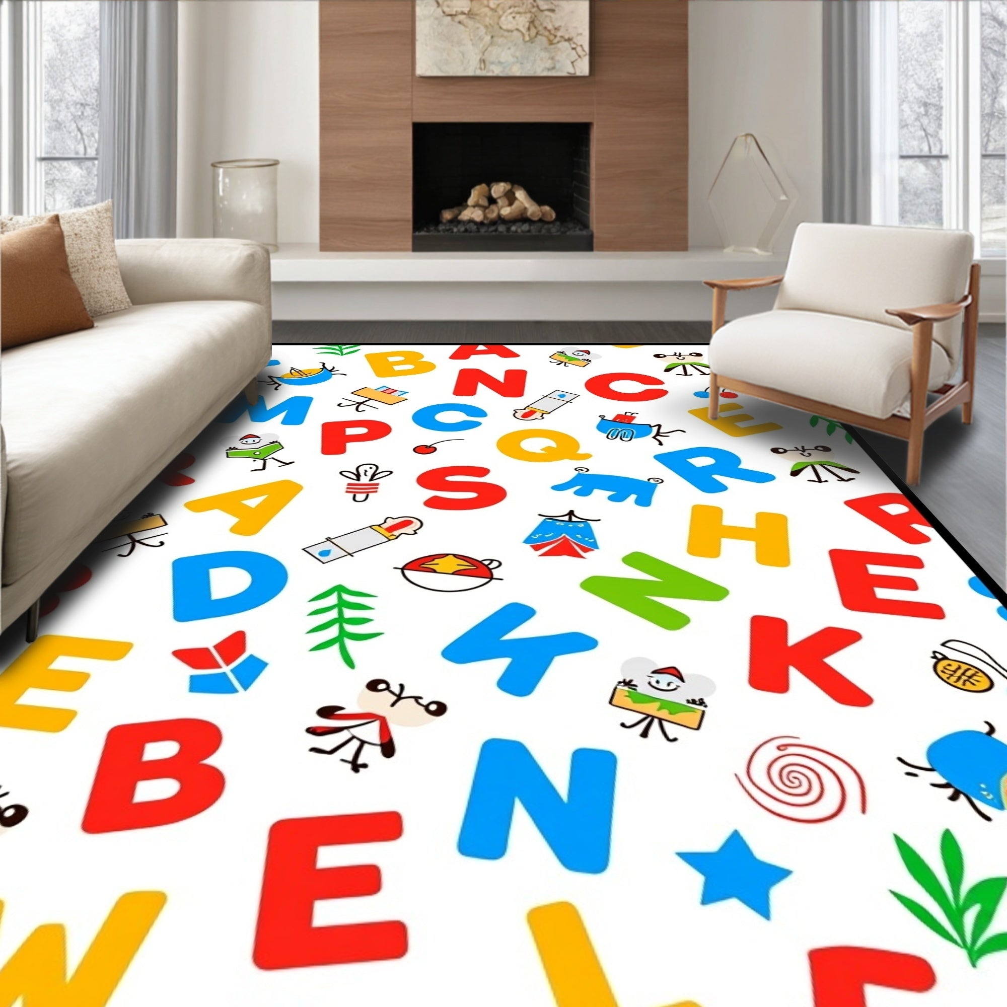 Alphabet Characters Playful Whimsical medley Rug