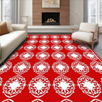 Vibrant Crimson Mandala Geometric Rug