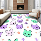 Kawaii Purple Mint Pink Bunny Flowers Rug