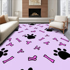 Pink Paw Prints and Bones Rug