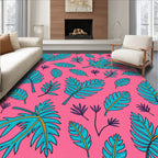 Tropical Turquoise Leaf Explosion Rug