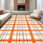 Bold Orange White Latticework Grid Rug