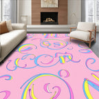 Pink Ribbon Script Pastel Rug