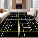 Black Yellow Geometric Deconstructed Grid Rug