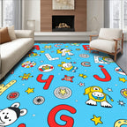 Playful Alphabet Monsters Bright Blue Rug