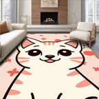Cute Pink Kitty Floral Area Rug