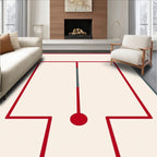 Cream Red Geometric Abstract Loop Rug