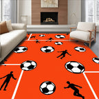 Orange Soccer Ball Player Collage Rug