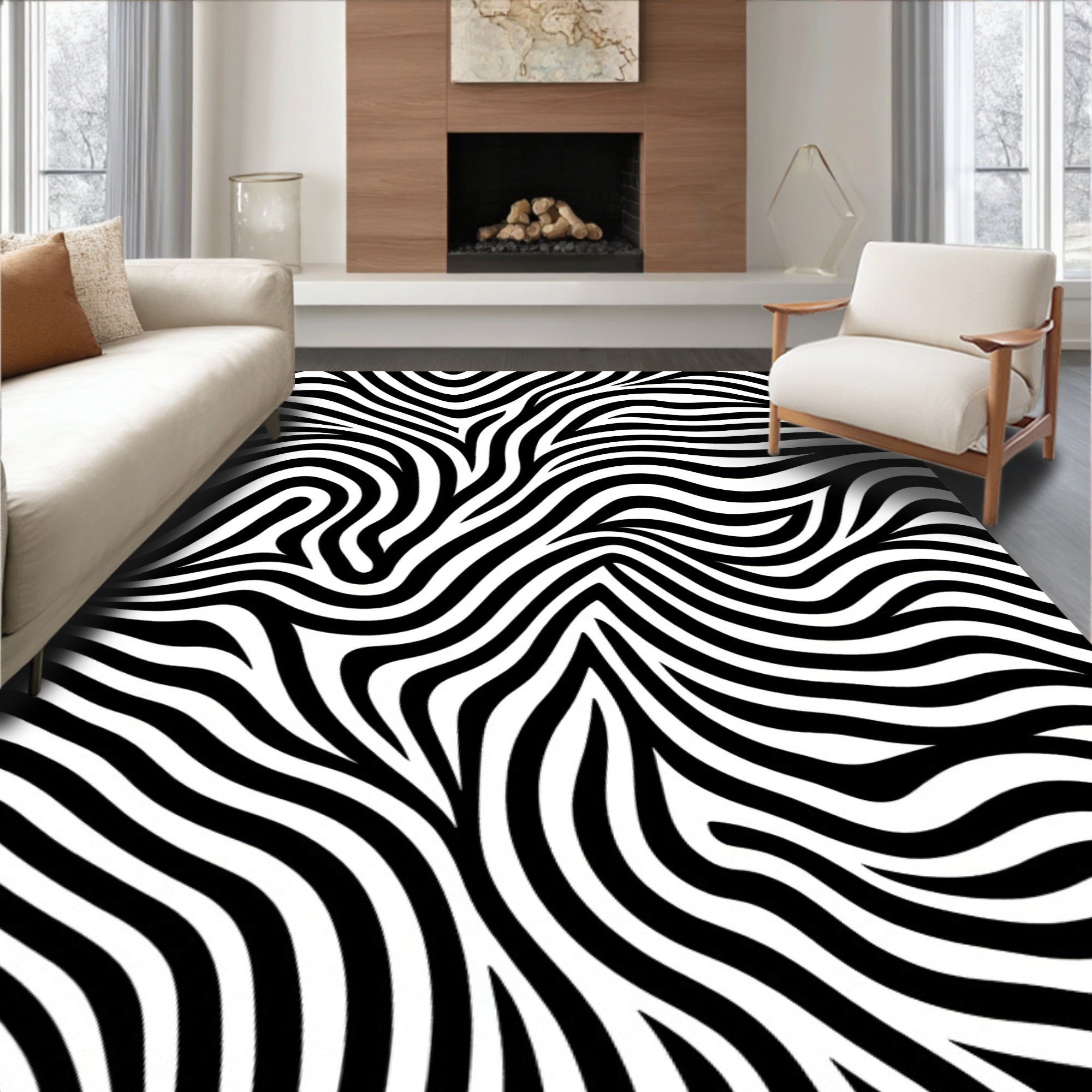 Bold Zebra Stripe Abstract Rug