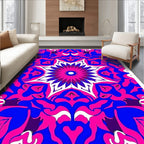 Bold Blue Pink Floral Mandala Rug