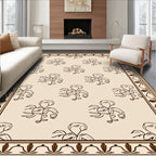 Cream Brown Flamingo Floral Repeat Rug