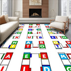Bold Primary Color Block Letter Rug