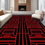 Bold Red Geometric Panels Rug