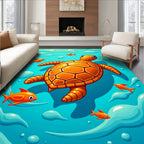 Friendly Orange Turtle Undersea Companion Rug
