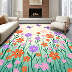 Vibrant Butterflies Floral Meadow Rug