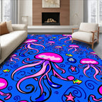 Vibrant Pink Jellyfish Ocean Swirls Rug
