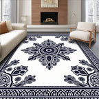 Dark Blue Medallion Border Rug