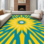 Radiant Yellow Teal Starburst Rug