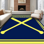 Navy Yellow Crossed Bats Emblem Rug