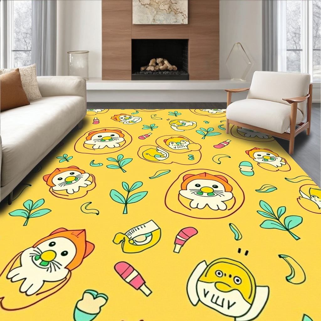 Cute Yellow Baby Lion Pattern Rug