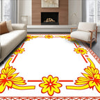 Red Yellow Bold Floral Border Rug