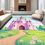 Whimsical Pink Castle Garden Path Rug