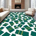Emerald Yellow Scattered Rectangles Rug