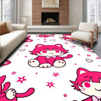Kawaii Pink Kitty Star Hearts Rug