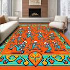 Dancing Skeletons Orange Turquoise Music Rug