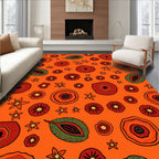 Orange Red Floral Medallion Leaf Rug