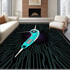 Futuristic Cyan Circuit Board Creature Rug
