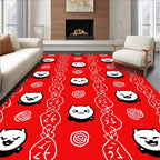Cute Red Kitty Swirls Rug