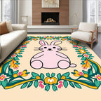 Pink Easter Bunny Floral Frame Rug