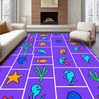 Delightful Blue Orange Fish Sea Creatures Rug