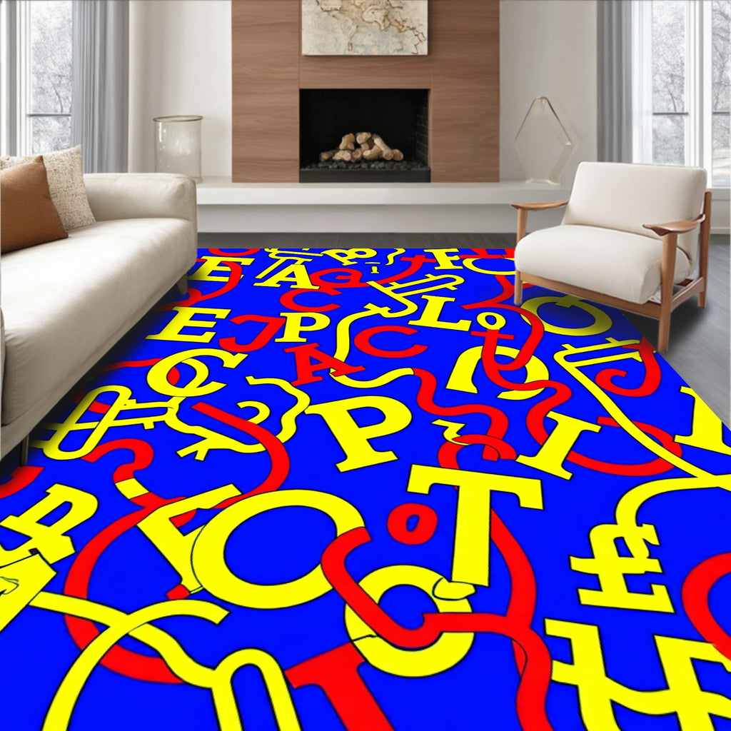 Bold Alphabet Playful Collage Rug