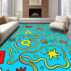 Whimsical Alphabet Rainbow Waves Rug
