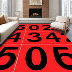Bold Red Number Grid Rug