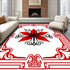 Bold Red Floral Statement Rug